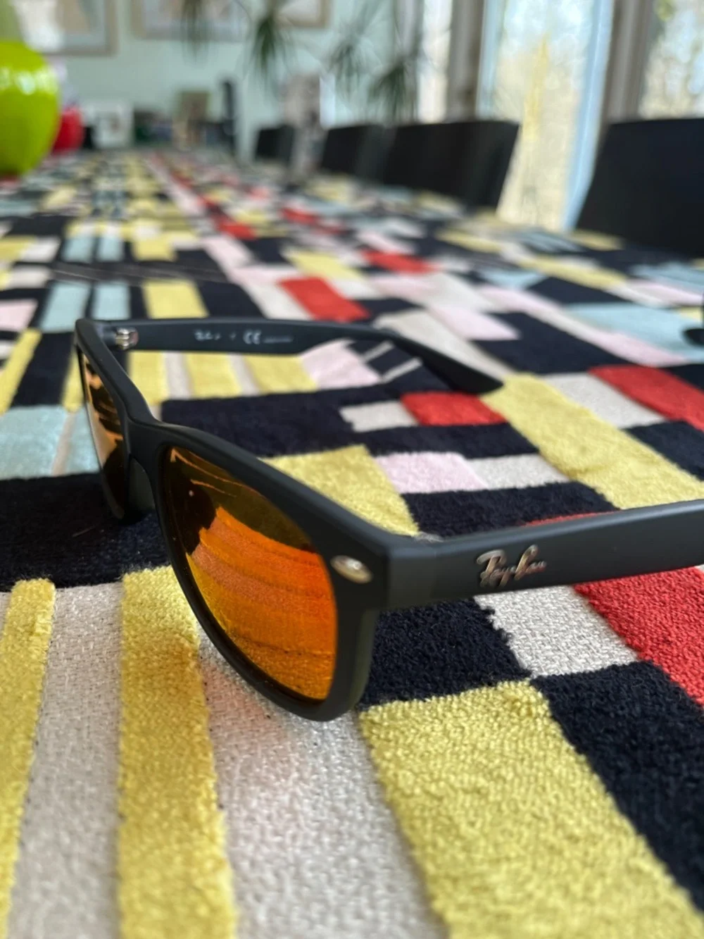 Ray-Ban Black Frame Sunglasses with Pink-Red Mirrored Lenses